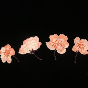 ゴージャスな小さなローズピンクの桜のパッチ、アイロン接着パッチ、刺繍パッチ、アップリケ、アイロン接着衣類ラベル、