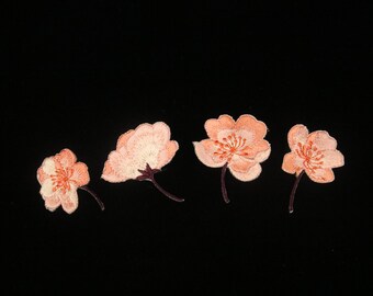 gorgeous tiny rose pink cherry blossom patch, iron on patch, embroidered patch, applique, iron on clothing labels,