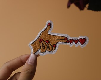 parche de pistola, parche de balas en forma de corazón, parche para planchar, parche bordado, aplique, etiquetas para planchar en la ropa,