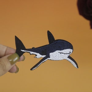 shark patch, iron on patch, embroidered patch, applique, iron on clothing labels,