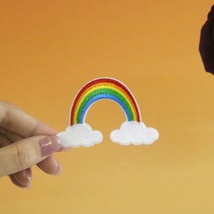 rainbow patch, iron on patch, embroidered patch, applique, iron on clothing labels,