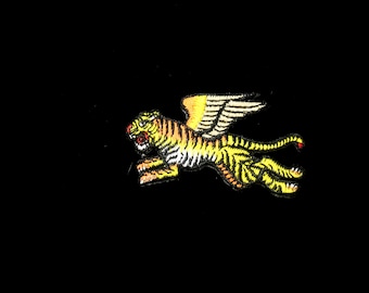 flying tiger patch, iron on patch, embroidered patch, applique, iron on clothing labels,