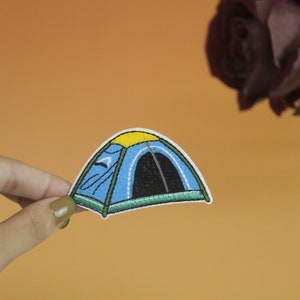 tent patch, camping patch, iron on patch, embroidered patch, applique, iron on clothing labels,