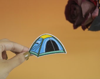 tent patch, camping patch, iron on patch, embroidered patch, applique, iron on clothing labels,