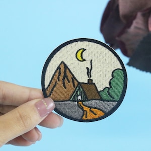 camping badge, adventure patch, iron on patch, embroidered patch, applique, iron on clothing labels,