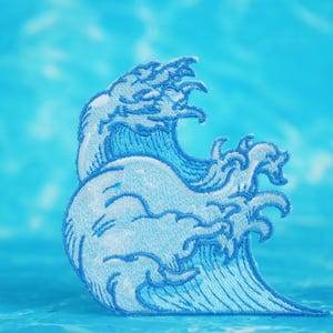 gorgeous sea wave patch, wave patch, aesthetic patch, iron on patch, embroidered patch, applique, iron on clothing labels,