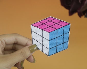 Rubik's cube patch, game patch, iron on patch, embroidered patch, applique, iron on clothing labels,