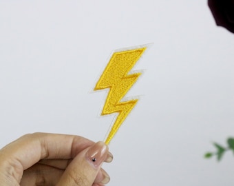lightning patch, iron on patch, embroidered patch, applique, iron on clothing labels,