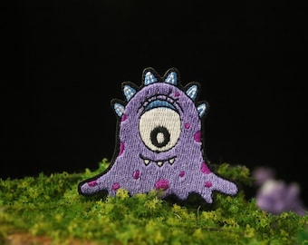 cute tiny monster patch, slime patch, Cyclops patch, iron on patch, embroidered patch, applique, iron on clothing labels,