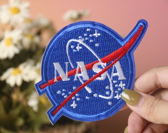 NASA badge patch, iron on patch, embroidered patch, applique, iron on clothing labels,
