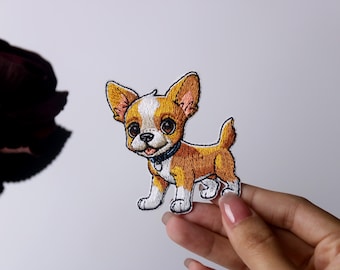 écusson chiot, écusson chien, écusson thermocollant, écusson brodé, appliqué, fer sur les étiquettes de vêtements,