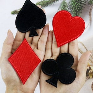 parche de espada, corazón, diamante, club, parche de póquer, parche para planchar, parche bordado, aplique, etiquetas para planchar en la ropa,