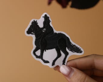 ritje op een paard patch, cowboy patch, wilde westen patch, opstrijkbare patch, geborduurde patch, appliqué, opstrijkbare kledinglabels,