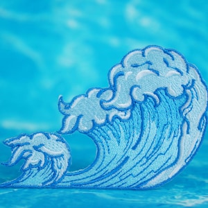 gorgeous sea wave patch, wave patch, aesthetic patch, iron on patch, embroidered patch, applique, iron on clothing labels,