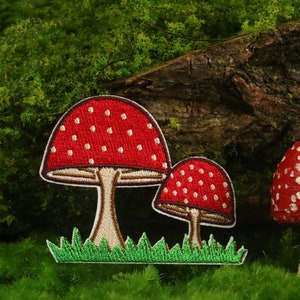 gorgeous mushroom patch, fly agaric patch, iron on patch, embroidered patch, applique, iron on clothing labels,