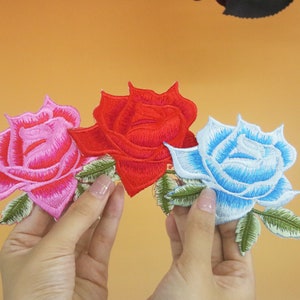 gorgeous rose patch, flower patch, iron on patch, embroidered patch, applique, iron on clothing labels,