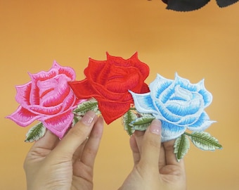 prachtige rozenpatch, bloemenpatch, opstrijkpatch, geborduurde patch, appliqué, opstrijkbare kledinglabels,