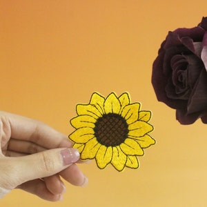 gorgeous sunflower patch, flower patch, iron on patch, embroidered patch, applique, iron on clothing labels,