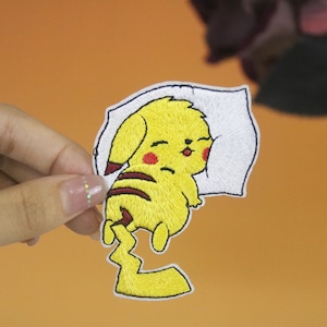 Pikachu patch, iron on patch, embroidered patch, applique, iron on clothing labels,