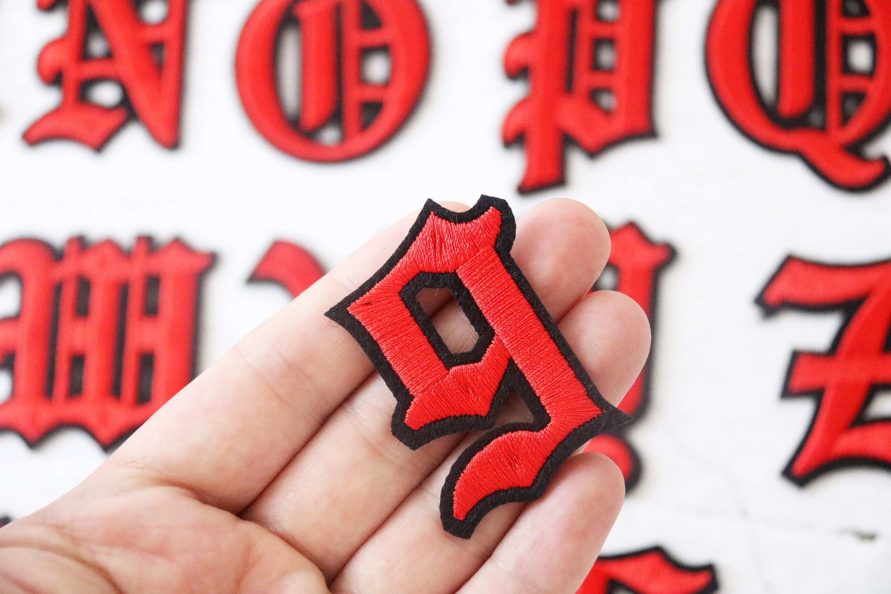 Red Gothic Numbers Red Gothic Personalized Letters Patch, Number Patch, Iron on Patch ...