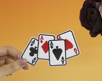 4 Ace-patch, pokerpatch, ace-patch, opstrijkpatch, geborduurde patch, stoffen, gepersonaliseerde geborduurde patch,