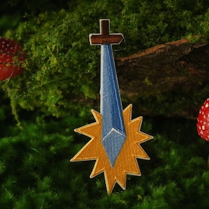 sword patch, iron on patch, embroidered patch, applique, iron on clothing labels,