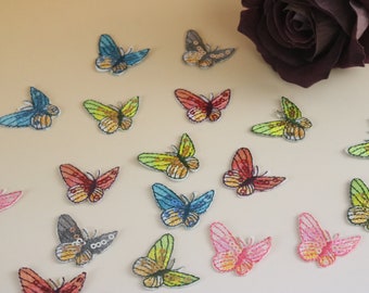 tiny gorgeous sequined butterfly patch, iron on patch, embroidered patch, applique, iron on clothing labels,