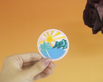 strandpatch, Hawaii-patch, zomer, opstrijkbare patch, geborduurde patch, appliqué, opstrijkbare kledinglabels,