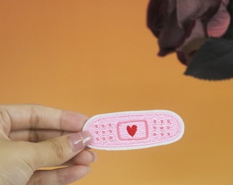 roze pleister, hartpatch, opstrijkpatch, geborduurde patch, appliqué, opstrijkbare kledinglabels,