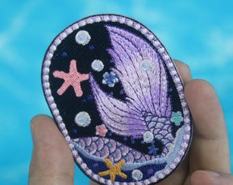 mermaid's tail patch, for kid, stick on, iron on patch, embroidered patch, applique, iron on clothing labels,