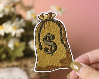 money bag patch, west world patch, iron on patch, embroidered patch, applique, iron on clothing labels,