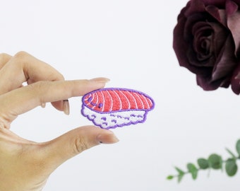 patch tonijnsushi, patch Japans eten, opstrijkbare patch, geborduurde patch, appliqué, opstrijkbare kledinglabels,
