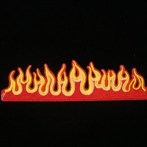 flame patch, iron on patch, embroidered patch, applique, iron on clothing labels,