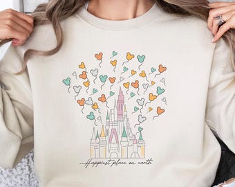 The Happiest Place One Earth Shirt, Magic Kingdom Shirt, Happiest Place On Earth Sweatshirt, Mouse Castle Shirt, Colorful Family Trip Tee