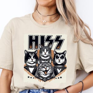Hiss Cats Shirt, Kittens Rock Shirt, Kiss Funny Parody Shirt, Humour Cat Shirt, Rockstar Cat Tee, Cat Lovers Fun Gift Tee,  Cool Cat Pet Tee