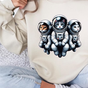 Astronaut Cat Sweatshirt, Space Cat Sweater, Astronaut Cat, Cat lovers Gift for Women, Gift for her, Cat Lovers Sweater, Funny Cat Sweater