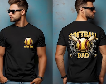 Personalized Softball Dad Shirt, Custom Name Softball Dad Shirt, Softball Dad Shirt, Customized Dad Gifts, Gift For Dad, Softball Shirt