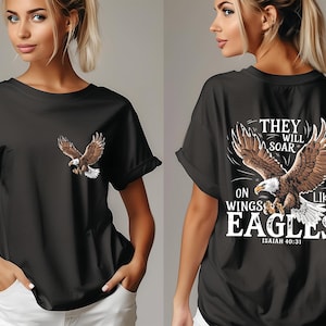 Colori di comfort Voleranno su ali come aquile T-shirt, maglietta cristiana popolare, maglietta rustica di montagna, maglietta cristiana occidentale, sublimazione
