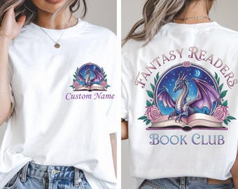 Custom Fantasy Readers Book Club Shirt, Dragon Shirt, Custom Name Dragon Book Lover Tee, Fantasy book lover tee, Custom Name Gift for Reade