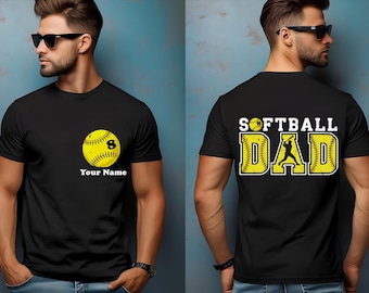 Personalized Softball Dad Shirt, Custom Softball Dad Shirt, Softball Dad Shirt, Customized Dad Gifts, Gift For Dad, Softball Custom Name Tee