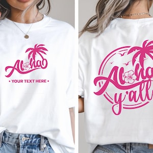 Maglietta personalizzata Aloha Y&#39;all, maglietta per le vacanze alle Hawaii, maglietta personalizzata alle Hawaii, maglietta abbinata per la famiglia alle Hawaii, magliette per viaggi alle Hawaii, maglietta da crociera alle Hawaii