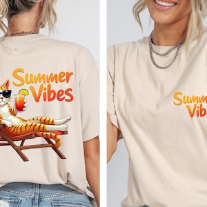 Summer Vibes Shirt, Cool Cat Summer Vibes  Shirt, Unisex Shirt, Beach Shirt, Relaxation Gift Shirt, Summer Apparel, Funny Vacation Mode Tee