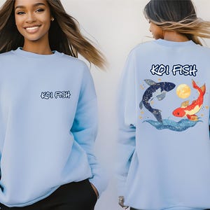 Cozy Vintage Japanese Koi Fish Sweatshirt, Nautical Animal Asian Art Nouveau Japan Sweatshirt, Pond Top Urban Spring Sweater, Tokyo Style