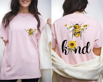 Comfort Colors Bee Kind Sunflower T-Shirt, Positive T-Shirt, Motivational T-Shirt, Inspirational T-Shirt, Love is Kind Shirt, Bee Mom Shirt