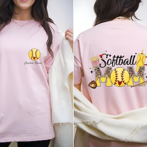 Comfort Colors Personalized Softball Mom Shirt, Custom Name Softball Mom Shirt, Personalized Softball Mom Shirt, Mother&#39;s Day Shirt