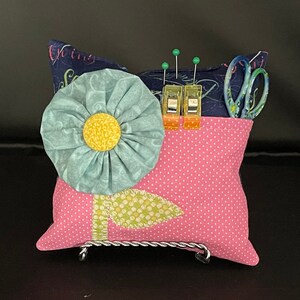 Creative Words on Navy Flower Pocket Pincushion