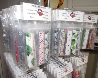 Holiday Dog Collar Covers - 6 Piece Package - Extra Small
