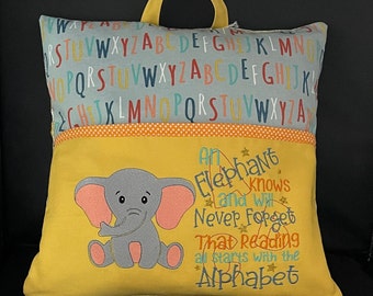 Elle the Elephant Reading Pillow