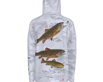 Brook Trout Strike Hoodie – UPF 50+ Sun Protection Performance Fishing Shirt | Freshwater Trout Art | Quick Dry | Multiple Colors Available