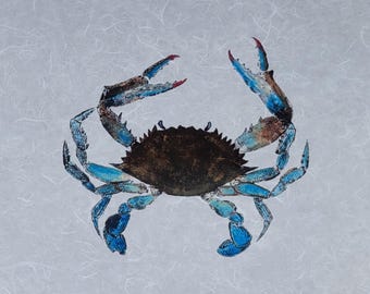 Blue Crab Gyotaku - Limited Edition Giclée on Archival Paper | Hand Signed & Stamped - Colored 10x10